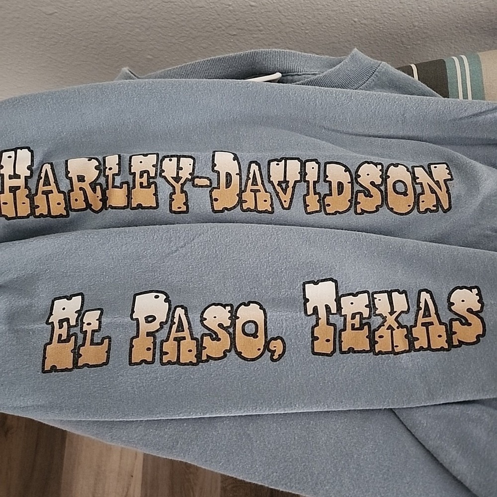 Vintage Harley Davidson T Shirt Mens Size Large Blue Y2K Barnett El Paso Texas‎ - Picture 9 of 10